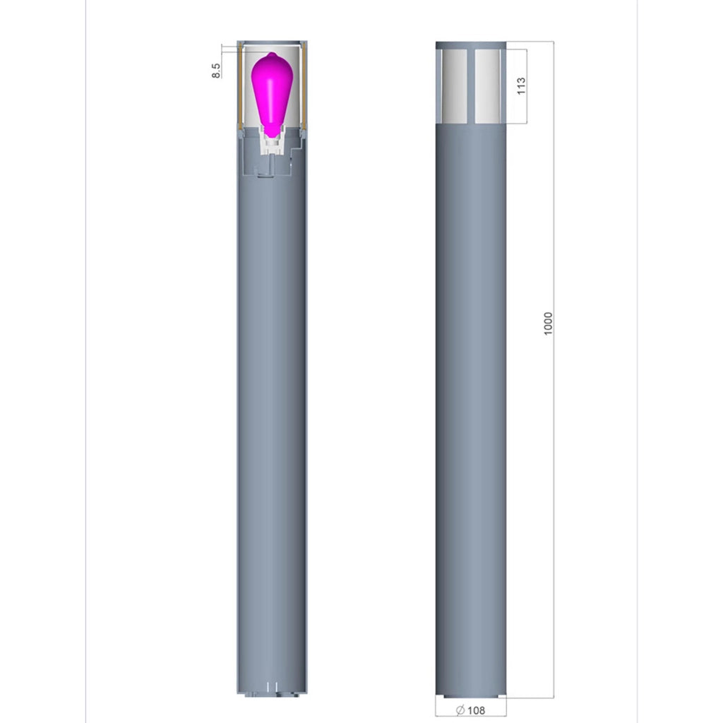 FACADO II ROUND Lampione LED E27 impermeabile IP65 palo luminoso moderno luce esterni giardino viale villa 230V 100cm Grigio scuro diffusore opaco