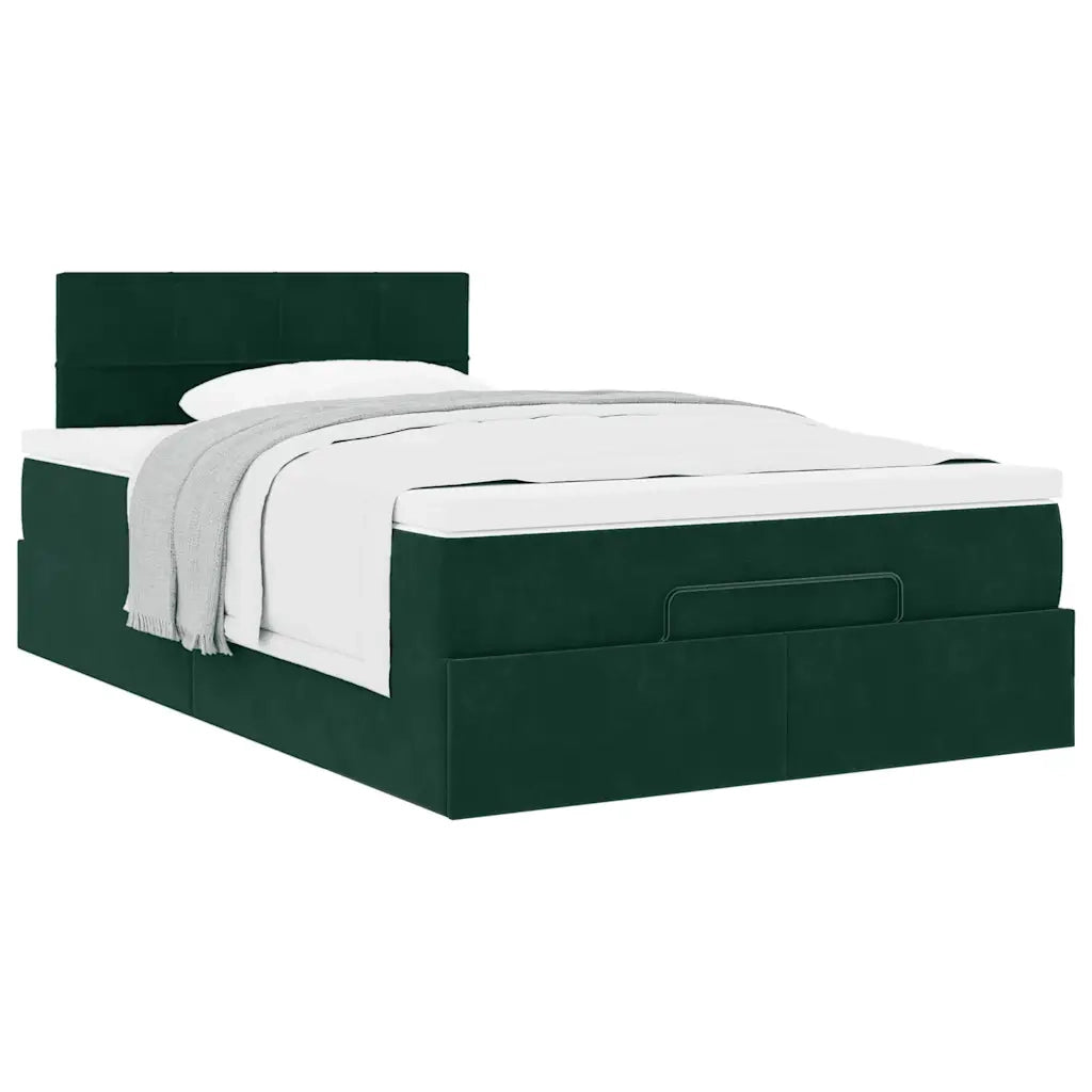 Pouf Letto con Materasso Verde Scuro 120x190 cm Velluto 3311762