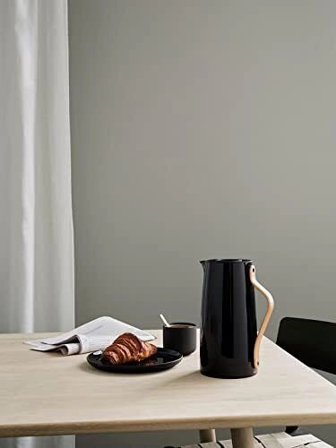 Stelton X-200-2 Caraffa Termica Sottovuoto per Caffe' 1,2 L Acciaio Inossidabile Manico in Faggio colore Nero