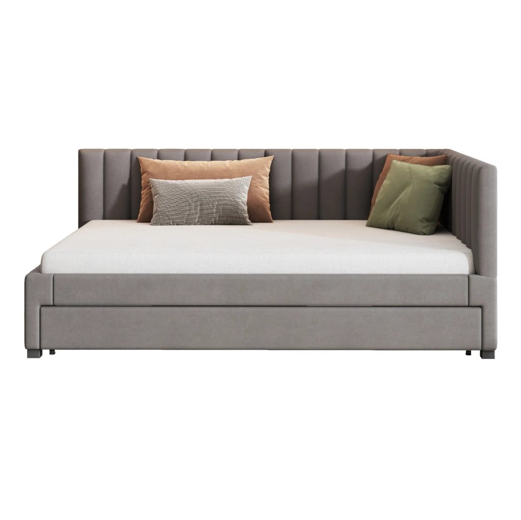 Letto imbottito 140x200 cm con letto estraibile grigio