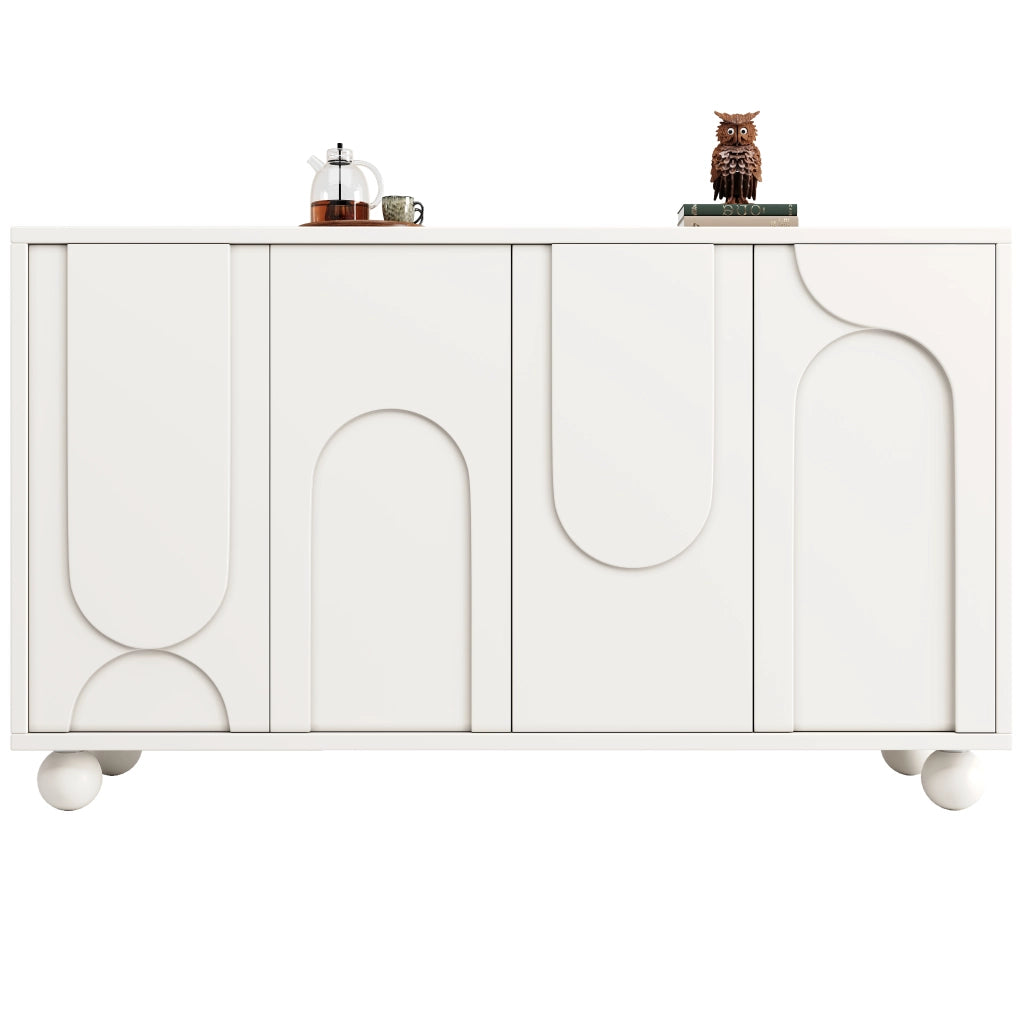 Madia con 2 Ante e Ripiano Regolabile; per Sala da Pranzo o Soggiorno in MDF; 120 × 35 × 71 cm; Bianco
