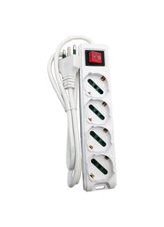 Multipresa Ciabatta Elettrica 4 Schuko 10/16A Bianca con Interruttore