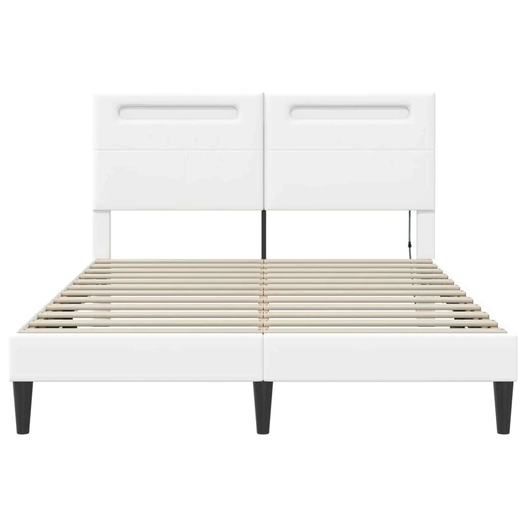 Struttura del letto con testiera Bianco 140 x 200 cm Similpelle