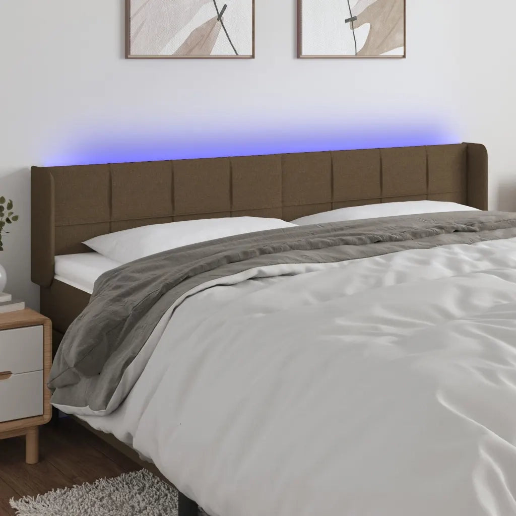 Testiera a LED Marrone Scuro 163x16x78/88 cm in Tessutocod mxl 97848