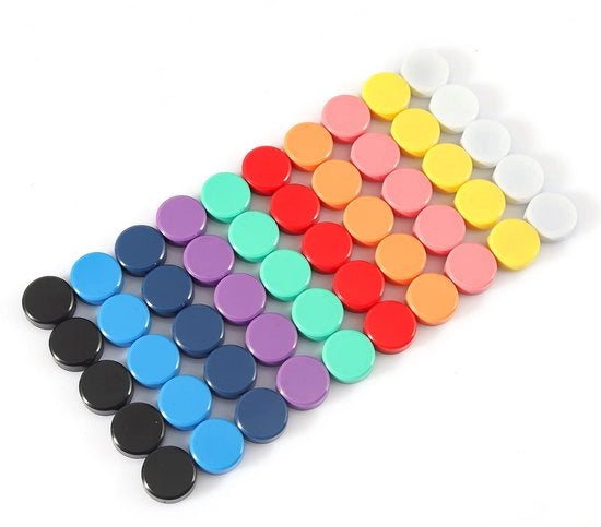 40 pezzi di magneti per frigorifero colorati (10 colori, Ø 20 mm) - Magnetici forti per lavagne bianche, lavagne e ufficio - Magnetici rotondi, minimagneti decorativi piccoli per note, foto e memo