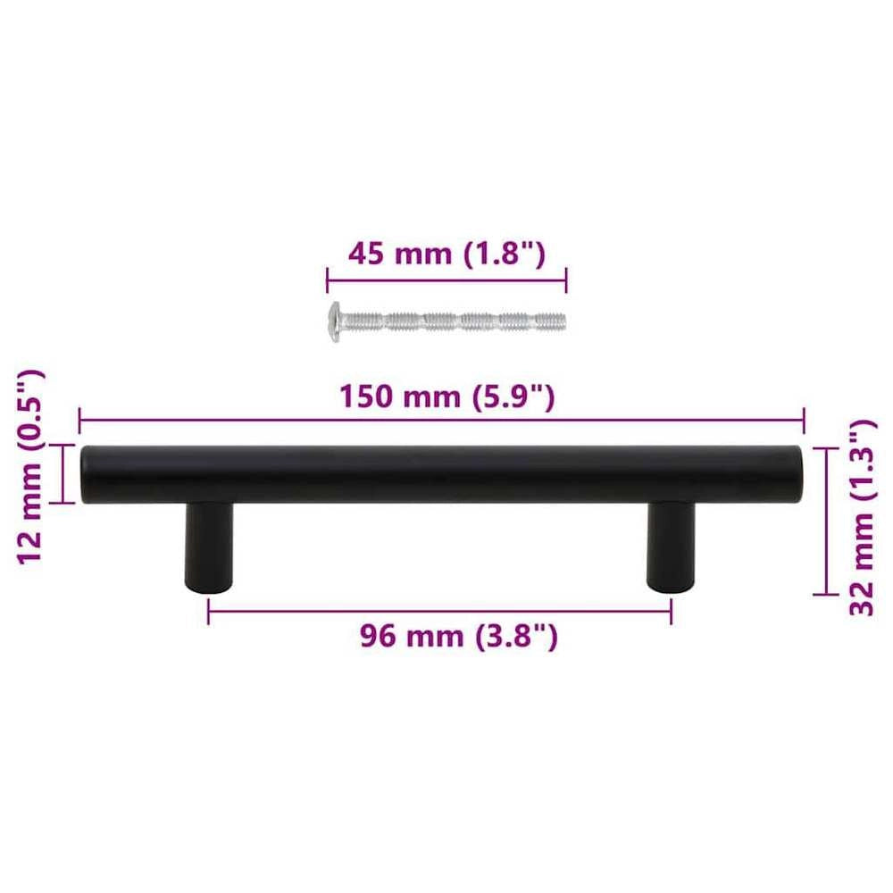 Furniture Handles, 10 Pieces, Black, 96 Mm, Stainless Steel