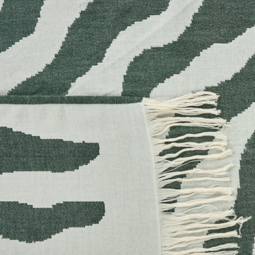 Coperta in acrilico bianco crema verde 130 x 170 cm copriletto in poliestere motivo floreale con frange soggiorno camera da letto
