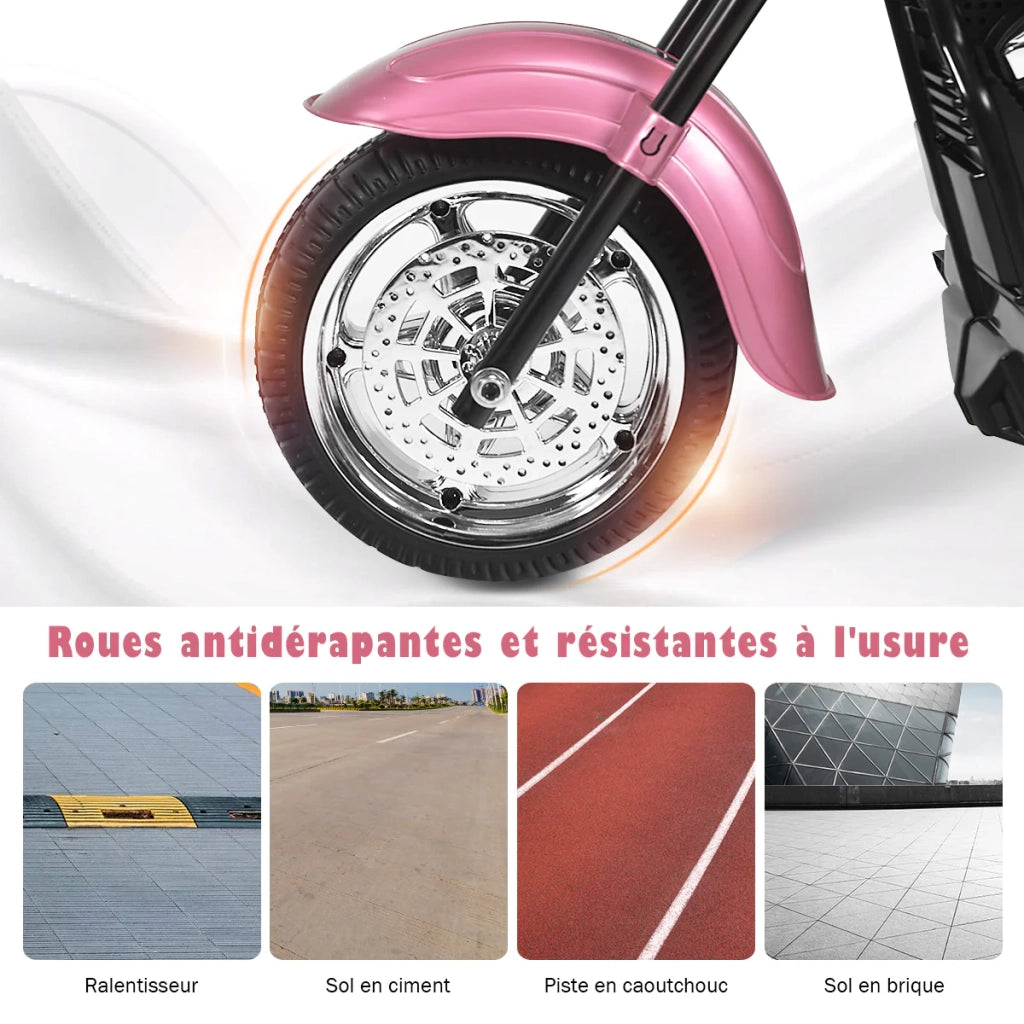 Moto elettrica chopper 91 x 48 x 64 cm reversibile stabile illuminata stile trendy PP rosa pallido 20_0020868