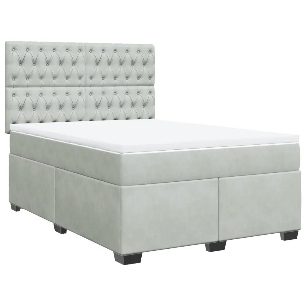 Giroletto a Molle con Materasso Grigio Chiaro 140x200cm Velluto