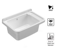 Lavatoio 60x40x25 cm Pilozzo a Parete in Resina Bianco