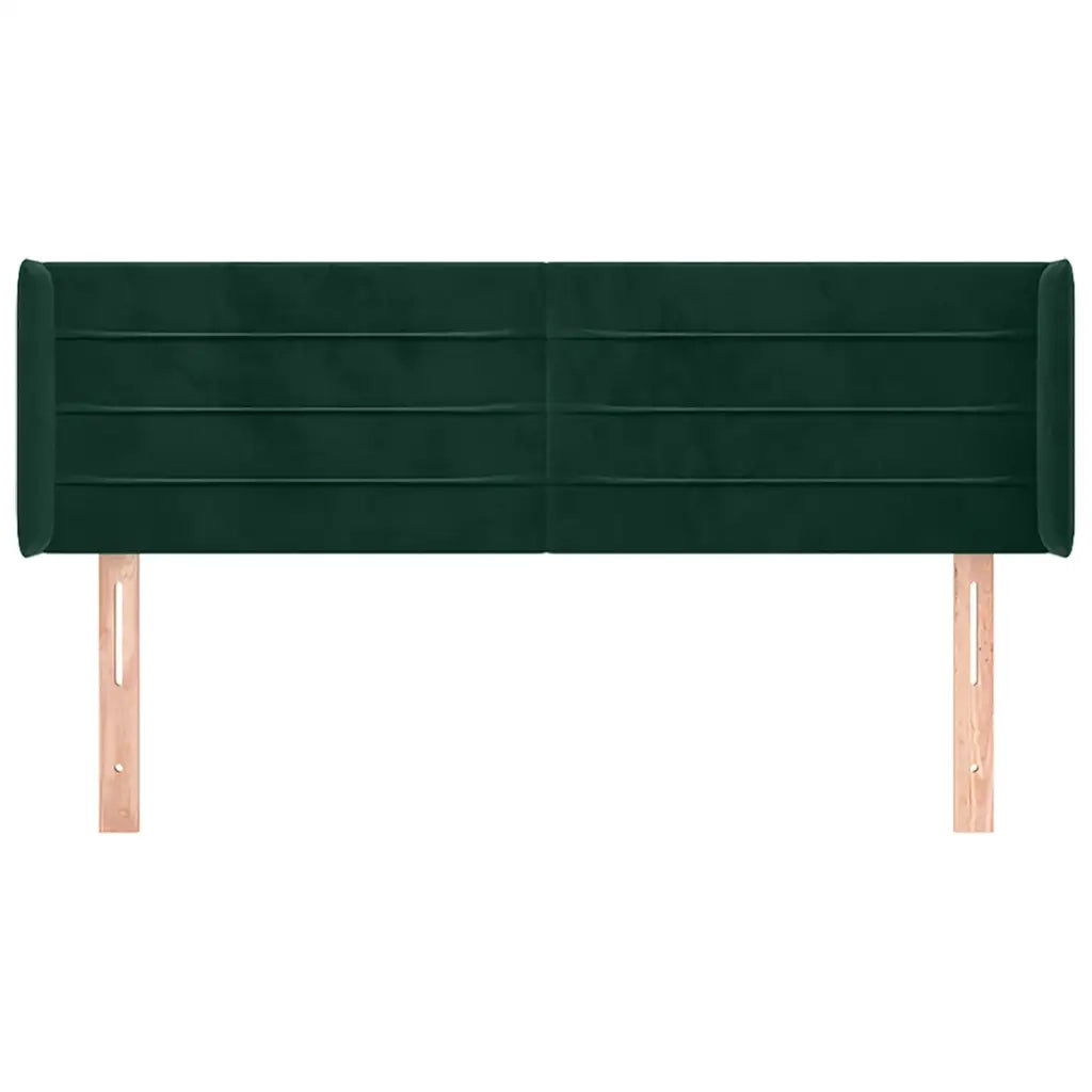 Testiera | Testata ad Orecchio Verde Scuro 147x16x78/88 cm in Velluto