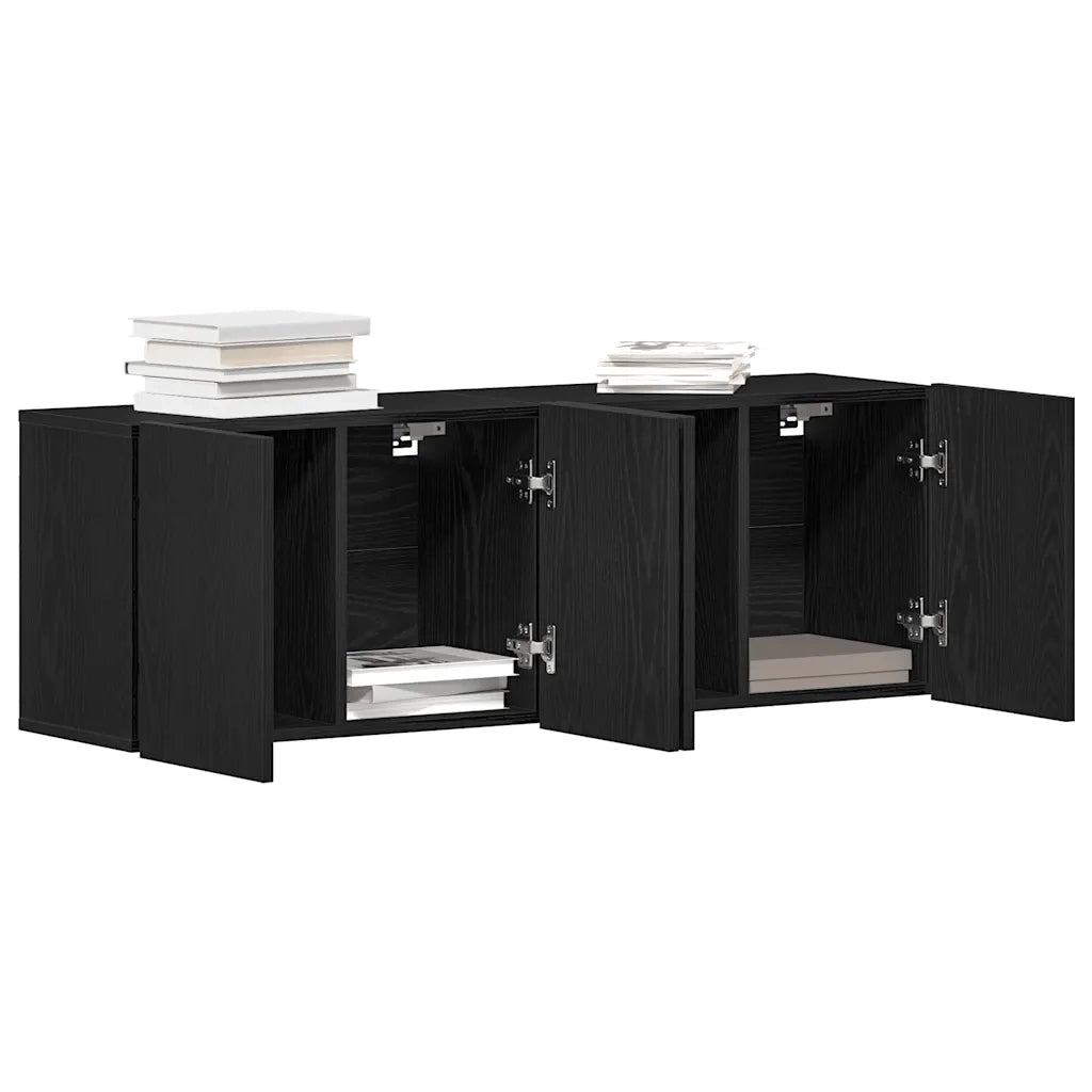 Mobili Porta TV 2 pz Rovere Nero 160x30x41 cm Legno Assicellare 862197