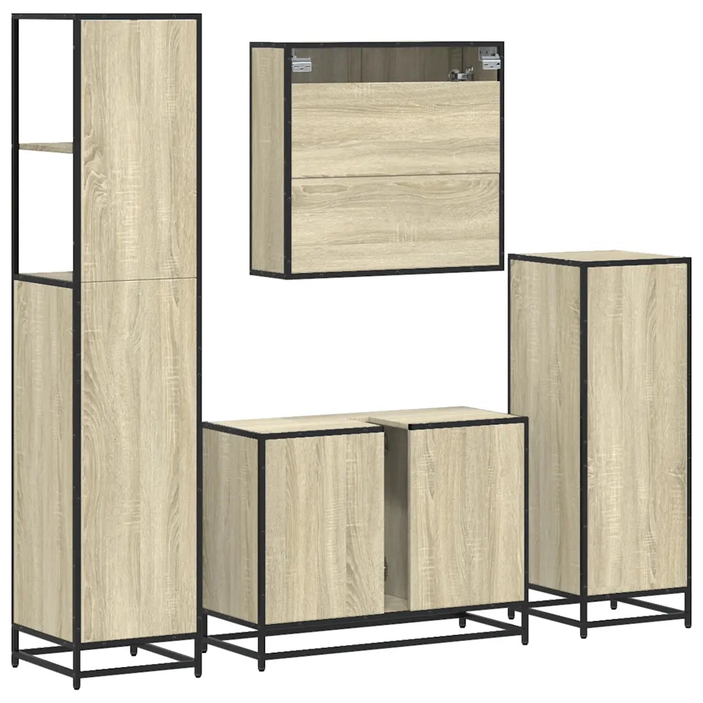 Set Mobili da Bagno 4 pz Rovere Sonoma in Legno Multistrato 3301261
