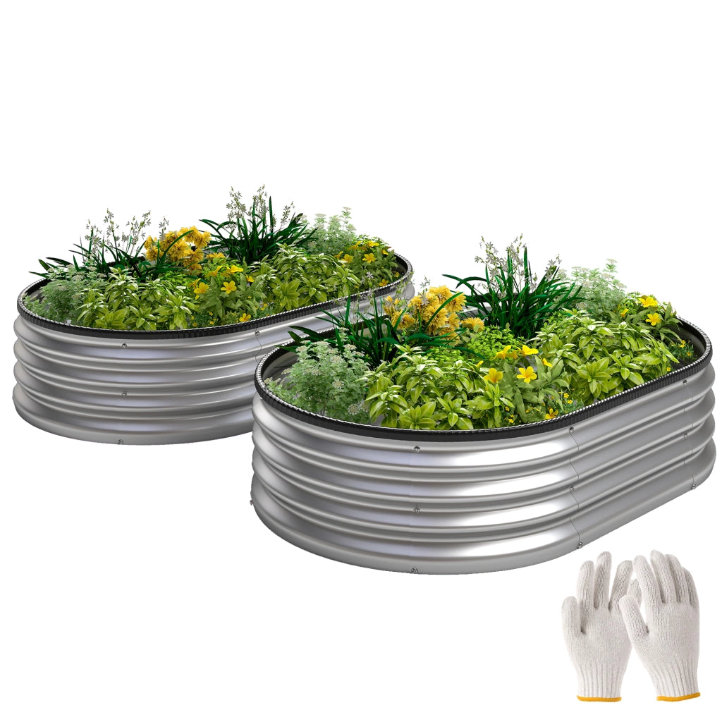 Fioriere 2 Pezzi Giardino Esterno Acciaio ¨C Zephmum ¨C Argento 135x90x30 cm