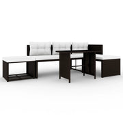 Set Divani da Giardino 4 pz | Set Salotto da Giardino in Polyrattan Marrone