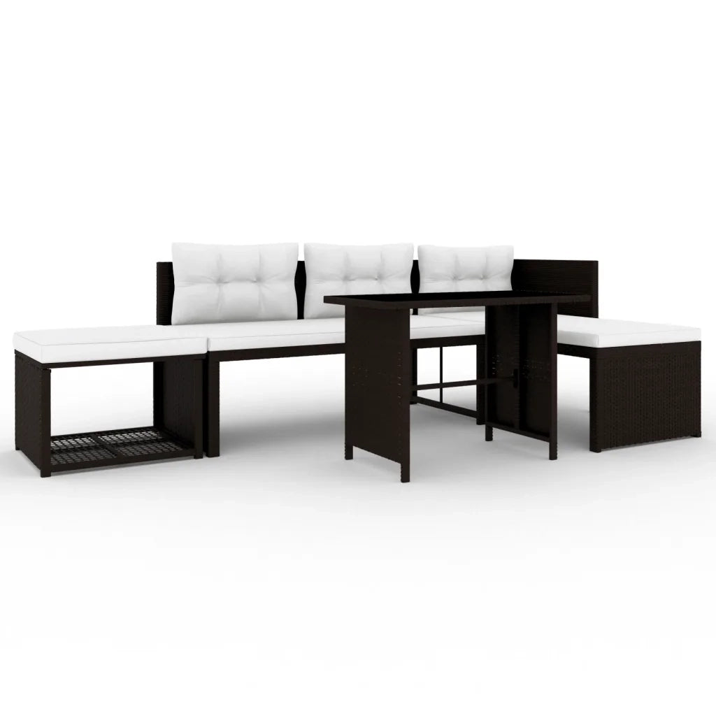 Set Divani da Giardino 4 pz | Set Salotto da Giardino in Polyrattan Marrone