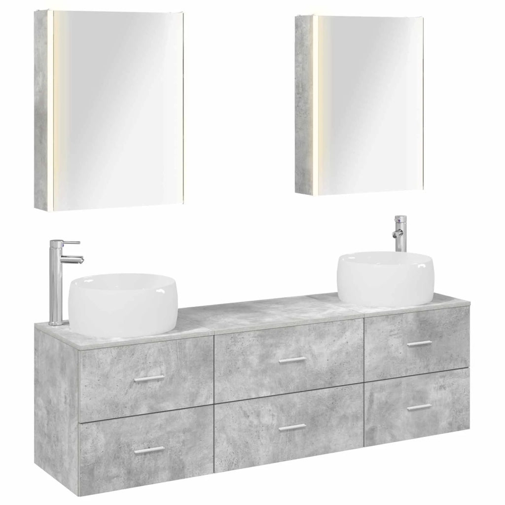 Set di mobili per il bagno 5 pcs Grigio Cemento 3407010