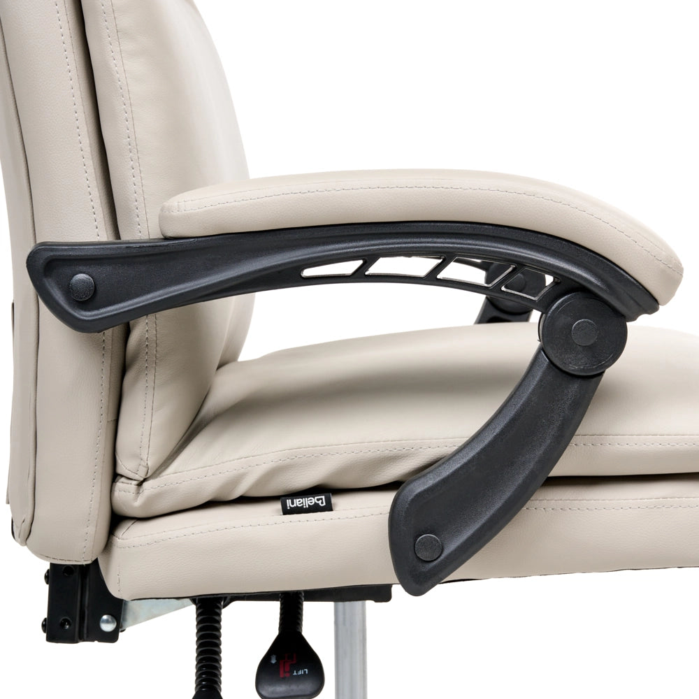 Sedia da ufficio direzionale Beige Chiaro Rivestimento in ecopelle Regolazione dell'altezza della seduta Imbottitura girevole
