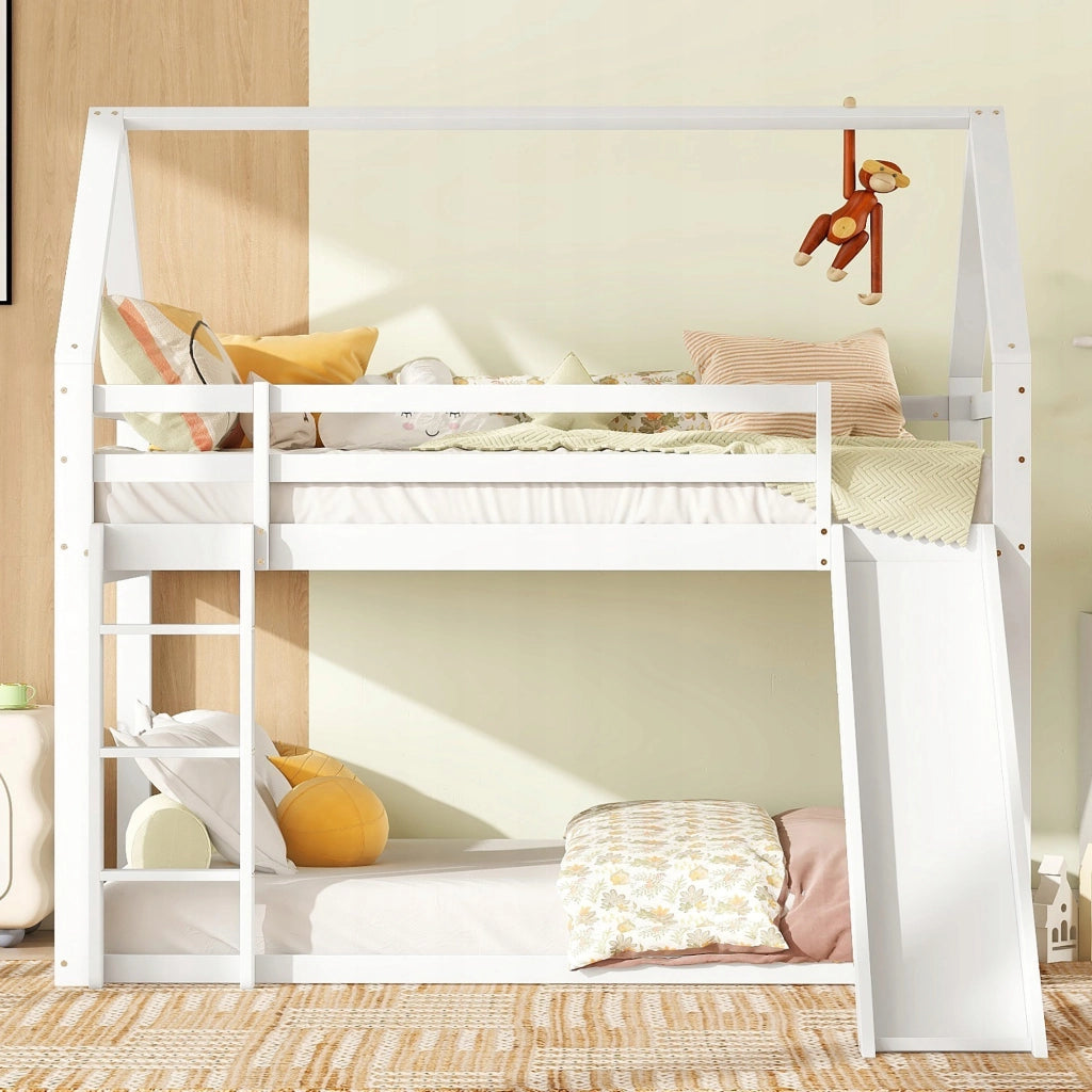 Letto a castello con scivolo - Xylo - 90x200 - Bianco