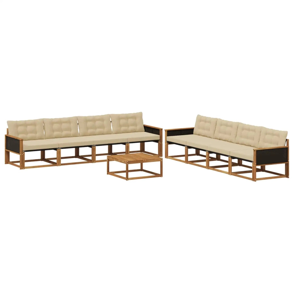 Set di divani da esterno con cuscino 9 pcs Naturale e Beige 3381321