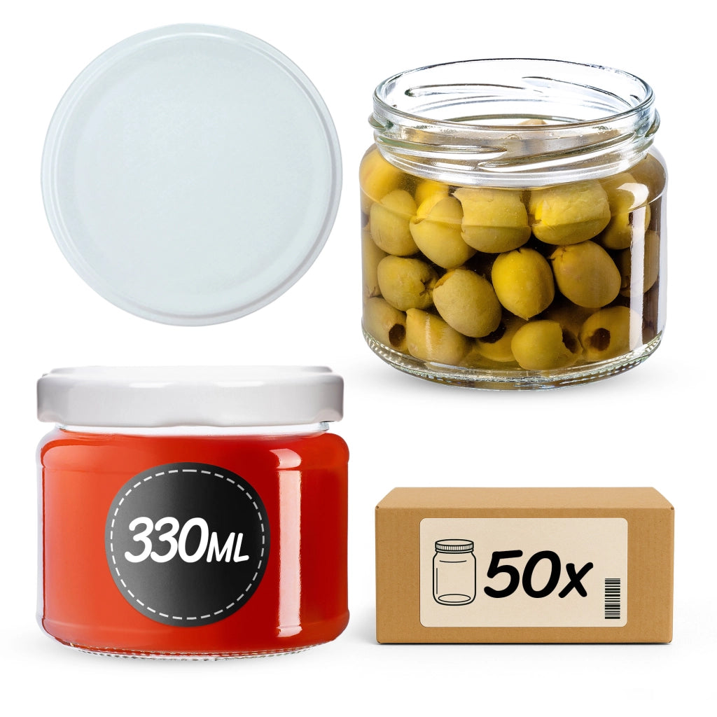 Barattoli KADAX Sonka 330 ml 50 pezzi 82 mm + coperchi bianchi