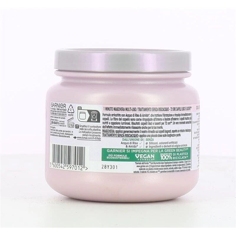 GARNIER ULTRA DOLCE MASCHERA LISCIANTI PER CAPELLI LUNGHI EFFETTO ILLUMINANTE 1 MINUTO DI POSA CON  ACQUA DI RISO 340 ML