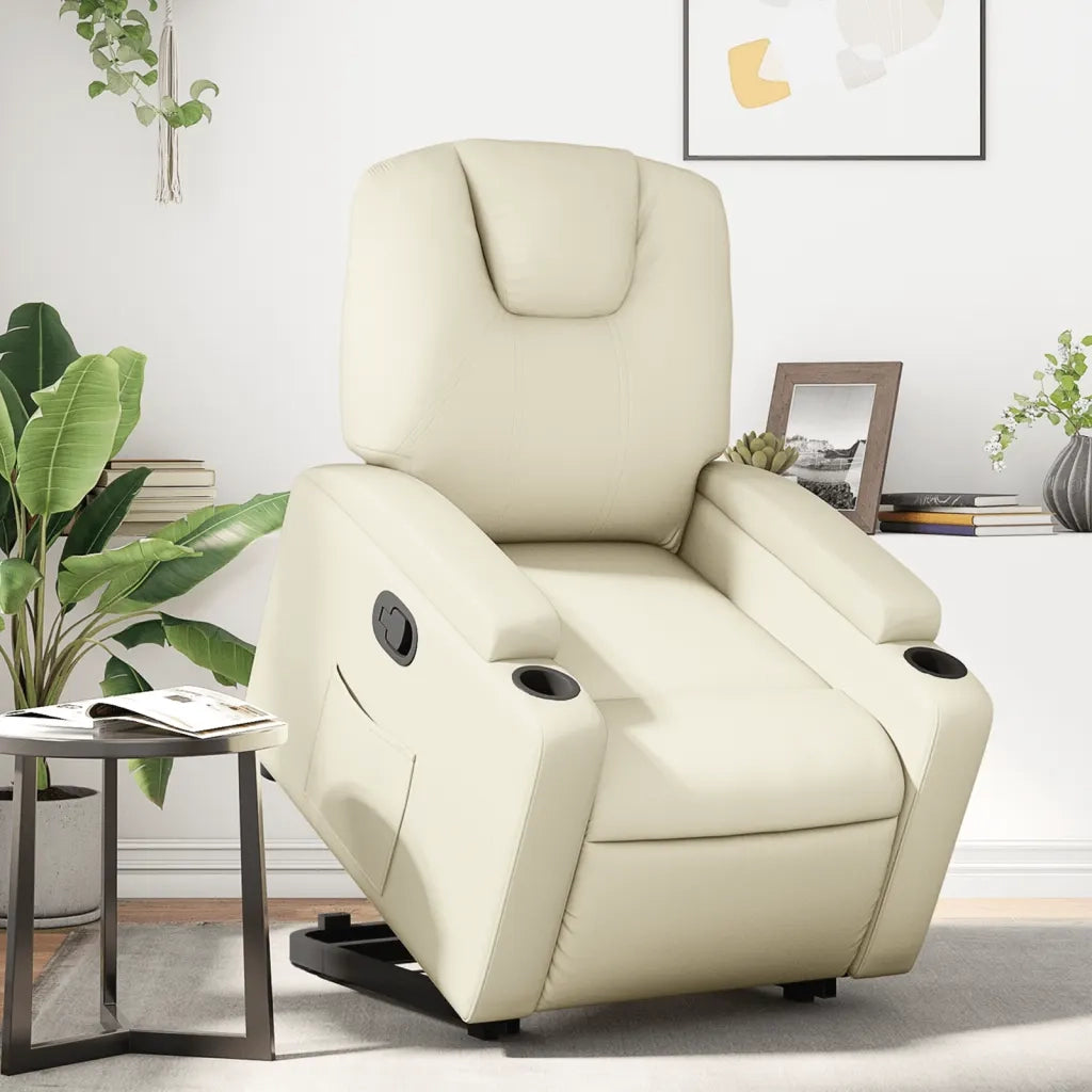 Poltrona Alzapersona Reclinabile Crema in Similpelle 3204431