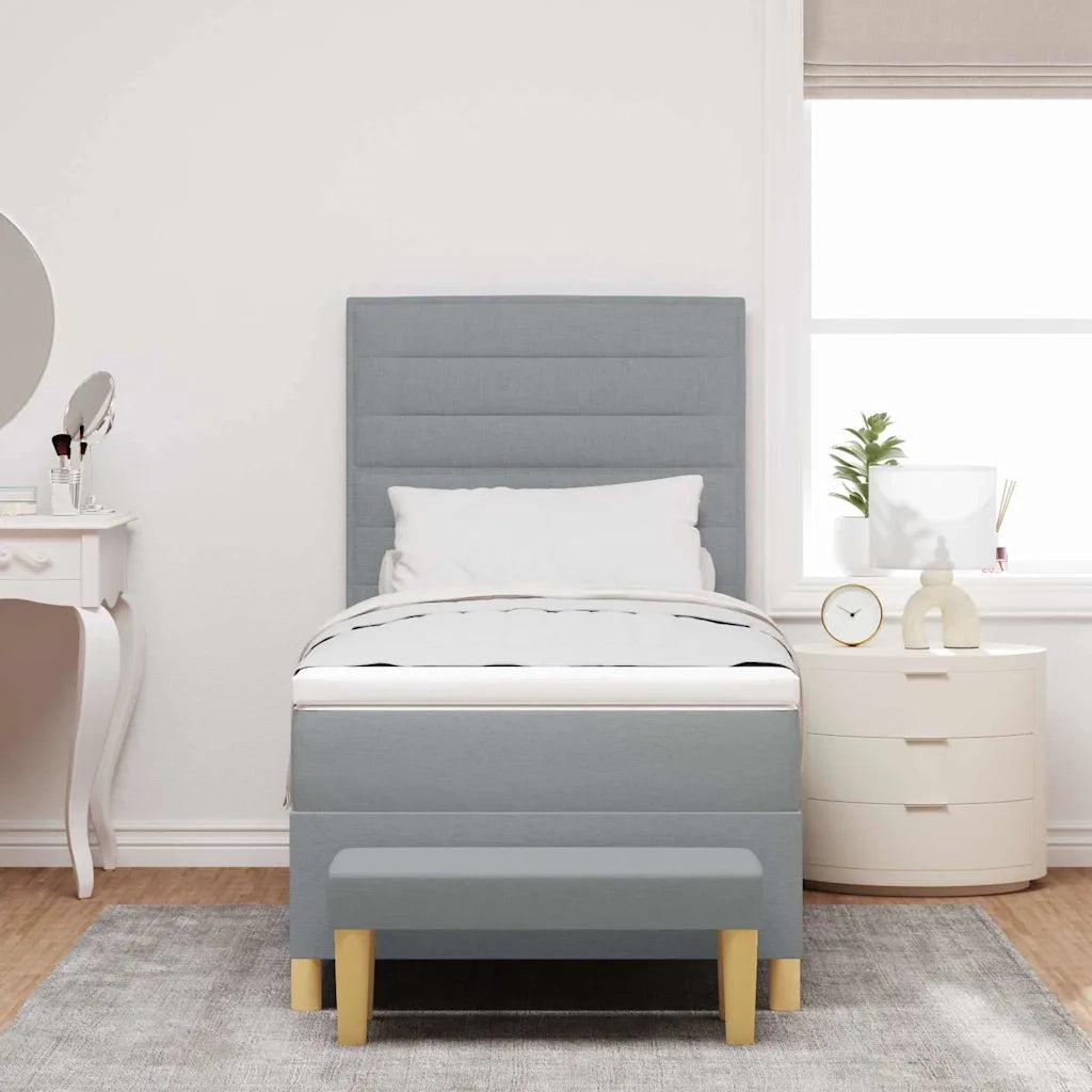 Letto a molle con materasso Grigio chiaro 80 x 200 cm Tessuto