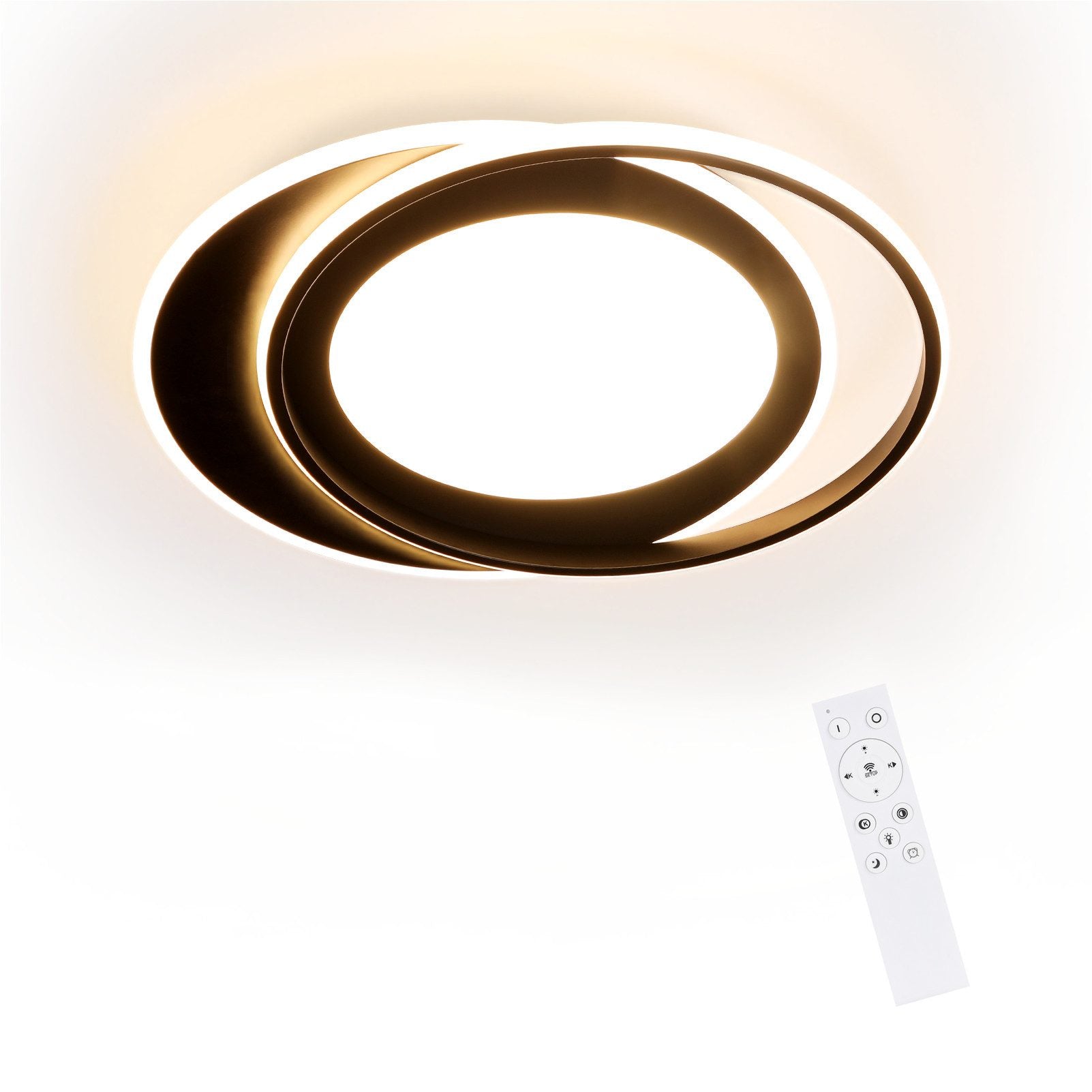 ZMH Lampada da soffitto plafoniera LED moderna doppio anello striscia acrilico telecomando