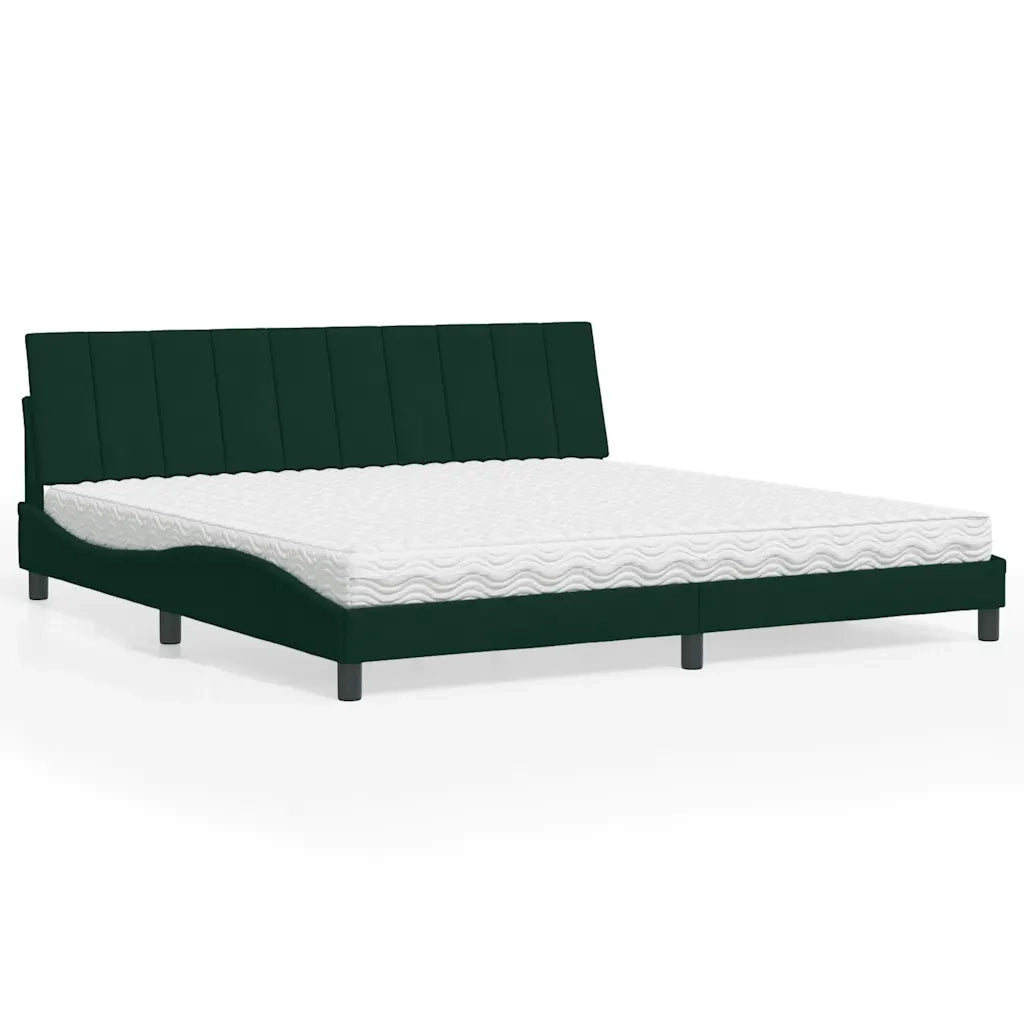 Letto con Materasso Hanko Verde Scuro 200x200 cm Velluto 3208619