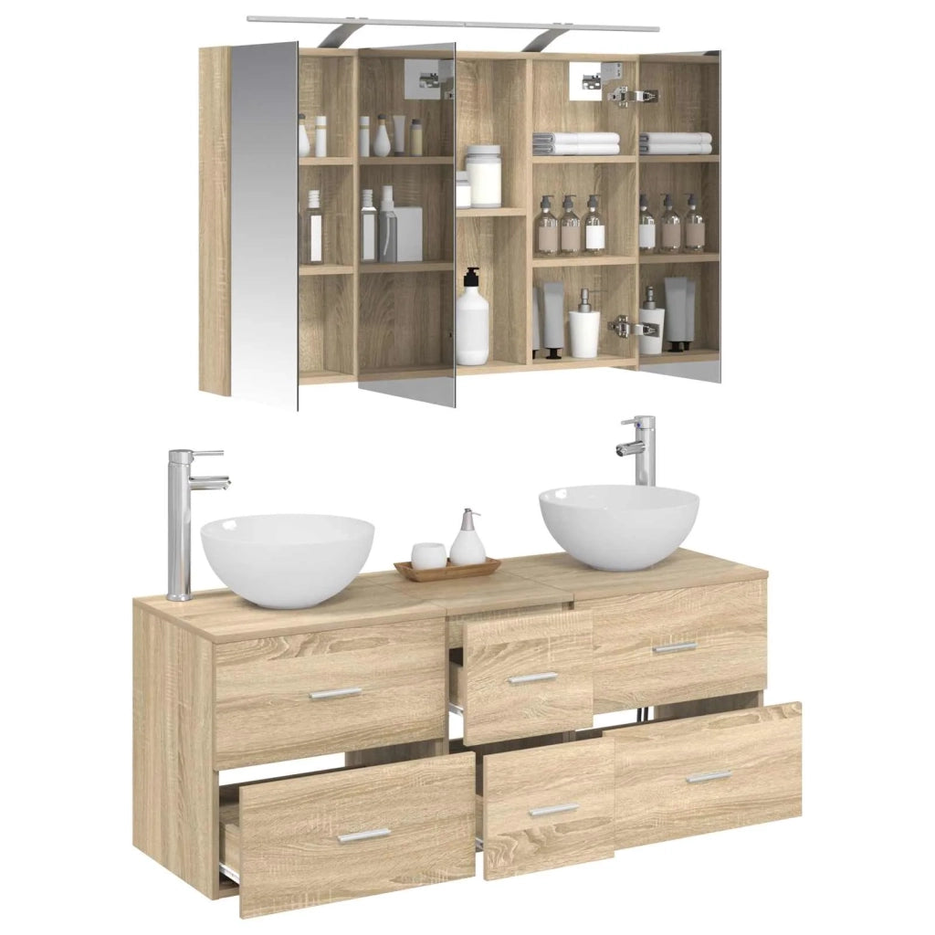 Set di mobili per il bagno 4 pcs Rovere Sonoma 3406737