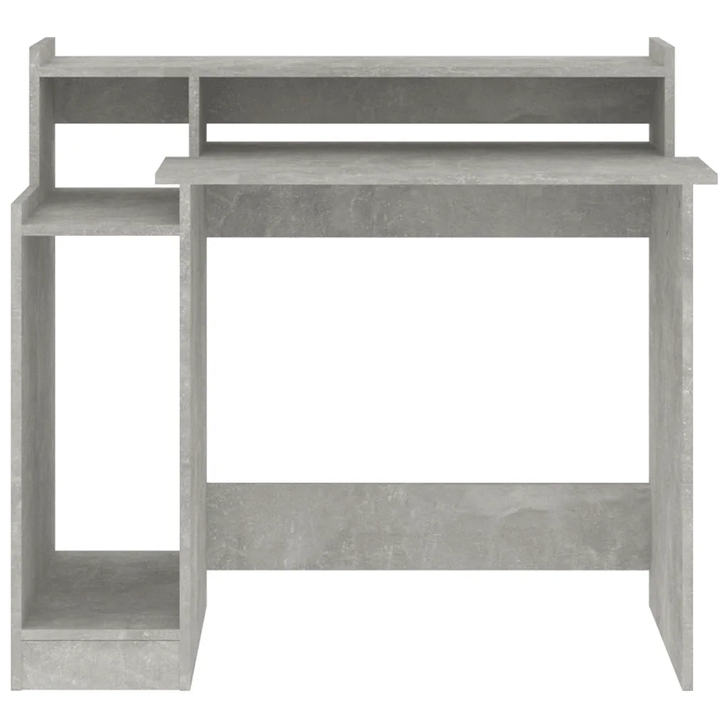 Scrivania | Tavolo da Ufficio con Luci LED Grigio Cemento 97x45x90cm in Multistrato