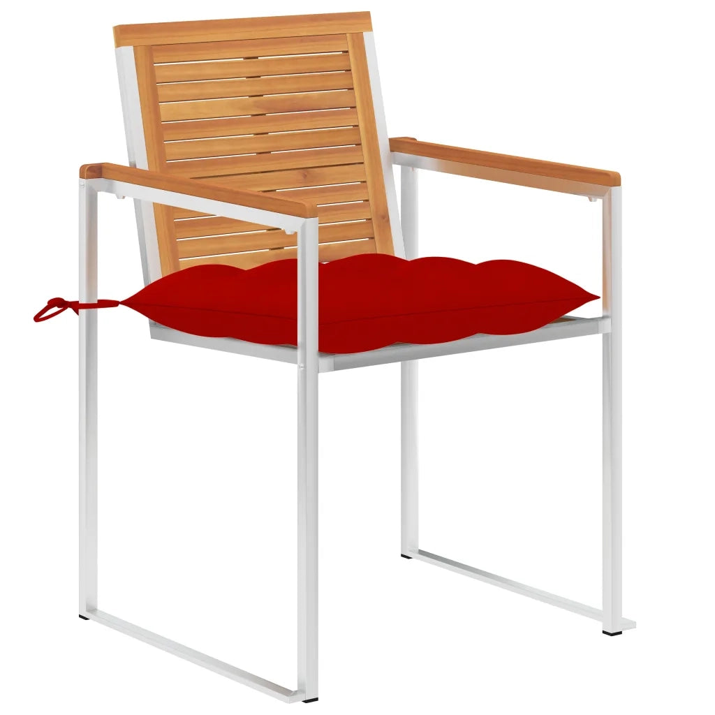 Sedie da Giardino 2 pz con Cuscini in Legno Acacia e Acciaio 3061509