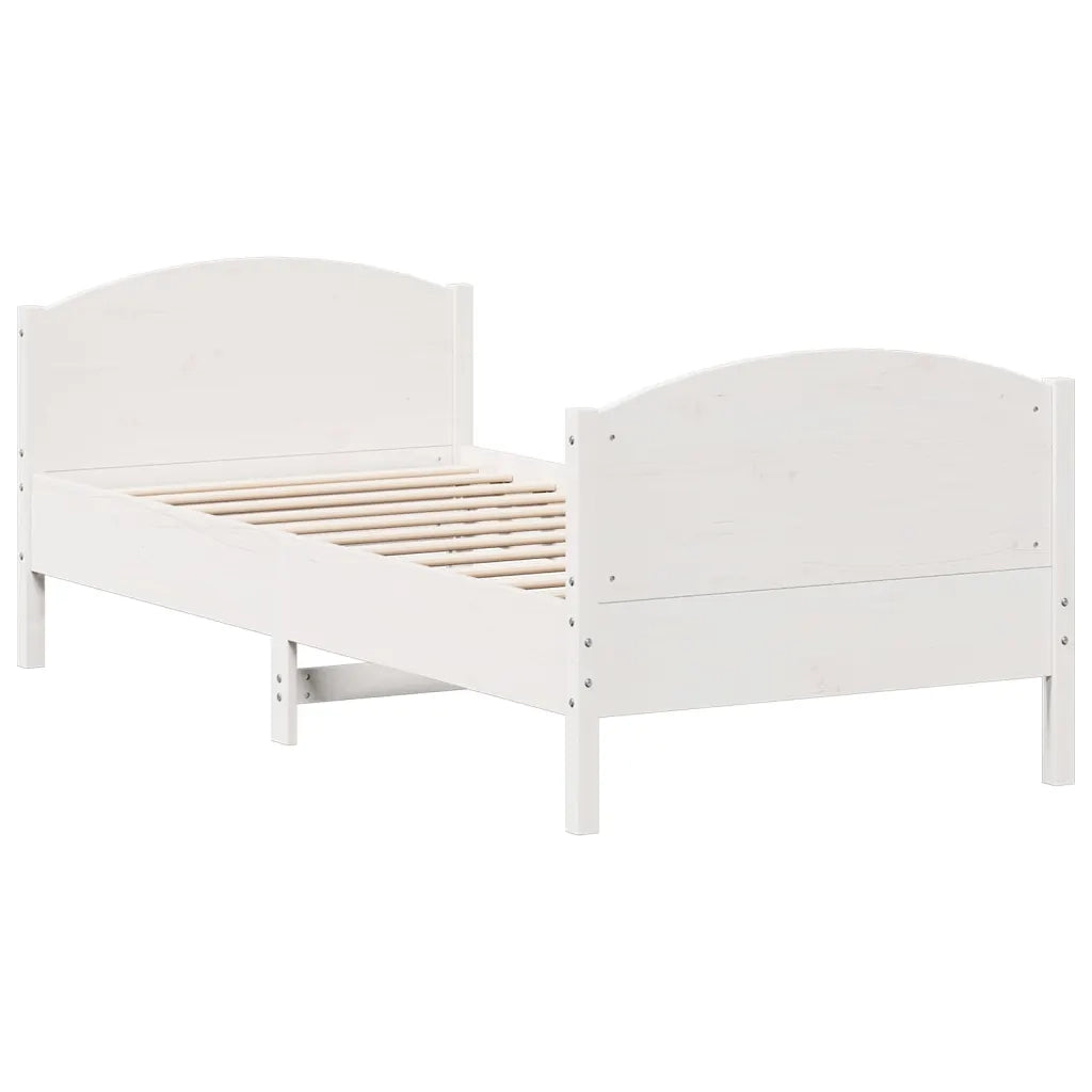 Letto senza Materasso Bianco 75x190 in Legno Massello di Pino 842575