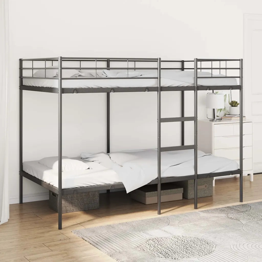 Letto a Castello senza Materasso-Struttura Letto a Castello Nero 100x200 cm in Acciaio 430728