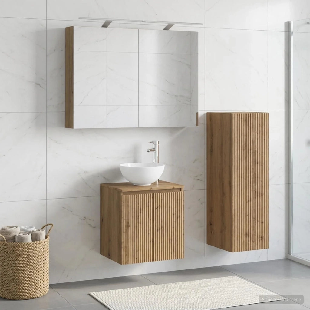Set di mobili per il bagno 4 pz Rovere Artigianale 3407414