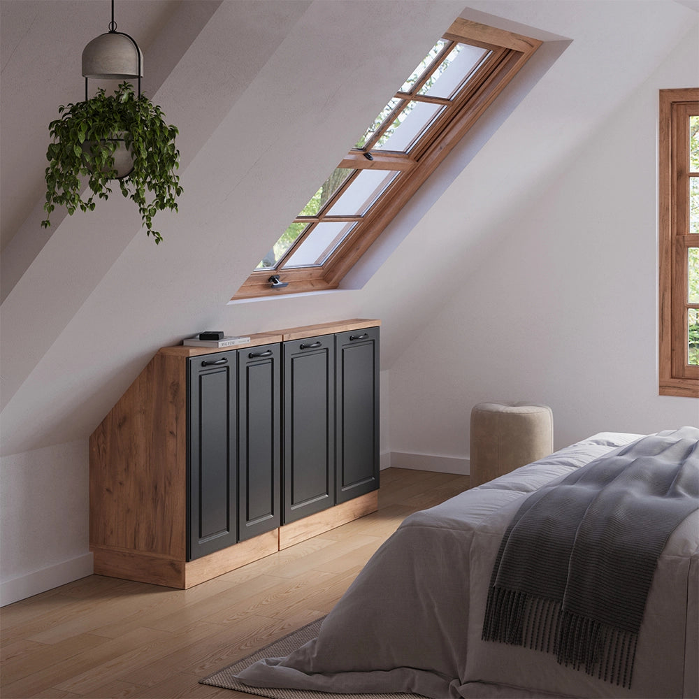Set di mobili sottotetto Rion Antracite rustico/Rovere dorato Set di 2 Vicco