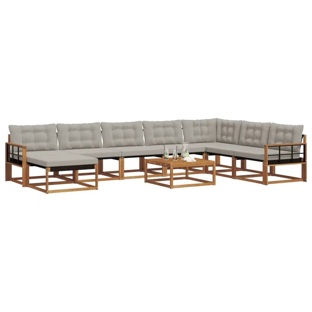 Set di divani da esterno 9 pcs Grigio Naturale e Chiaro 3369774