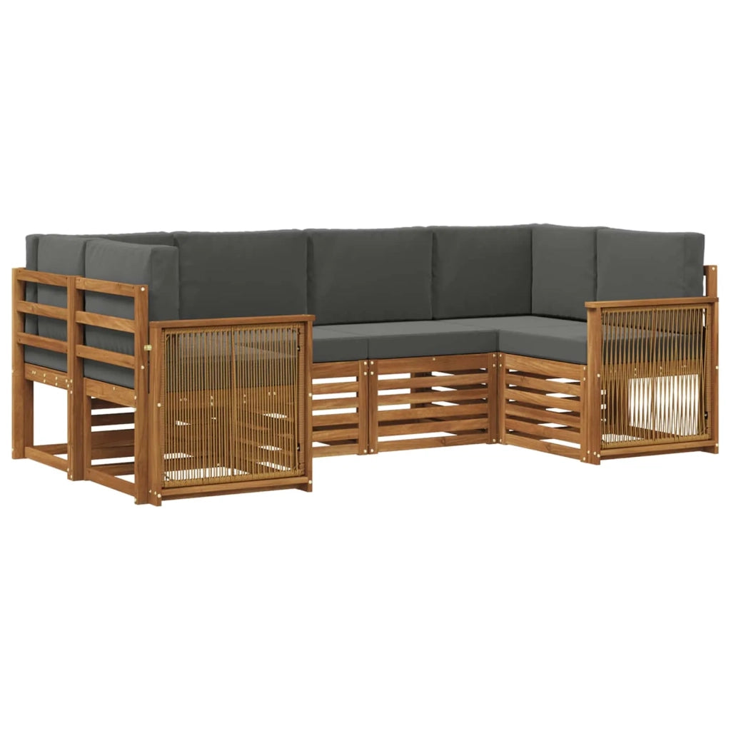 Set di divani da esterno con cuscino 5 pcs Naturale e Antracite 3384778