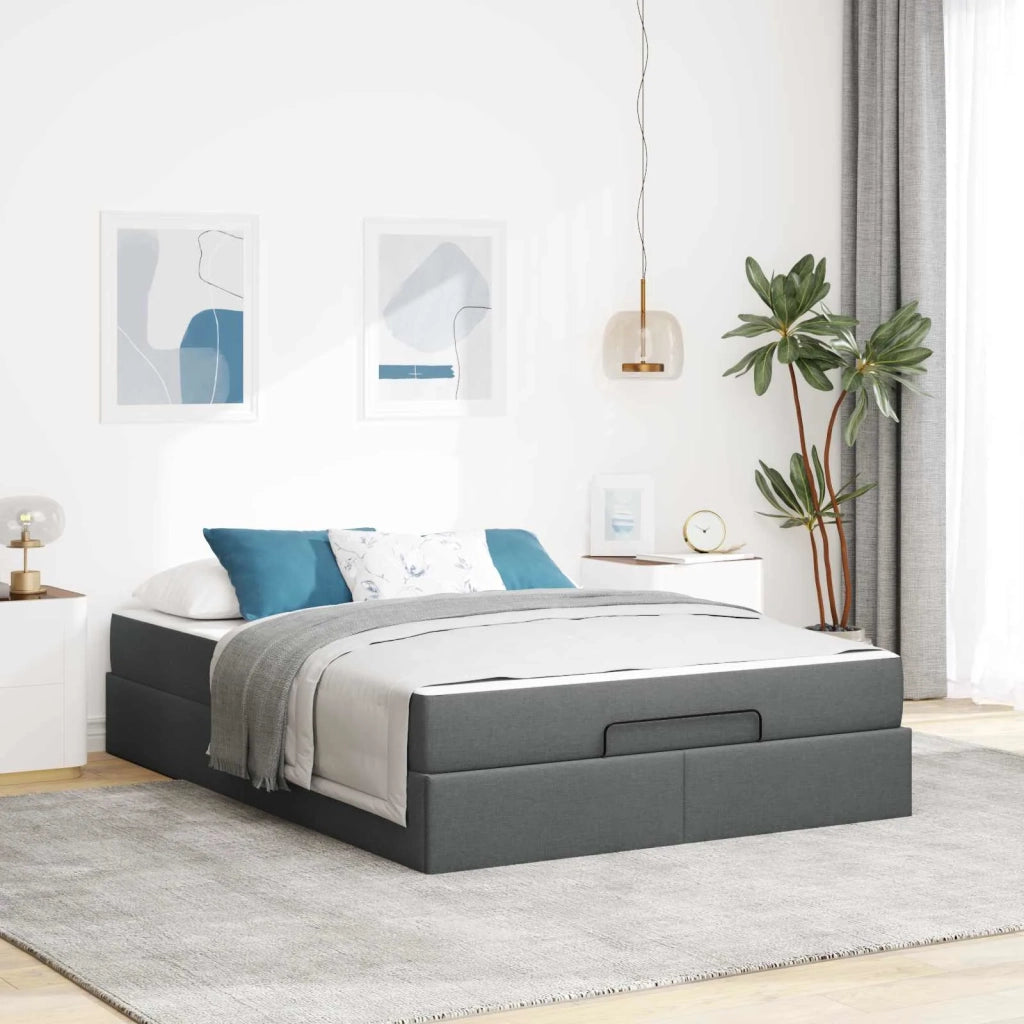 Struttura letto con materasso 2 pcs Grigio Sfumato Tessuto