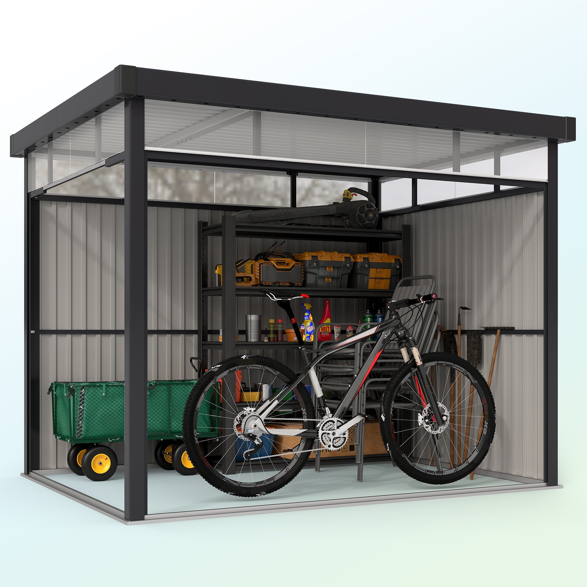 Capanno da Giardino con Lucernario in Acrilico 200x258x201 cm in Acciaio Grigio Scuro