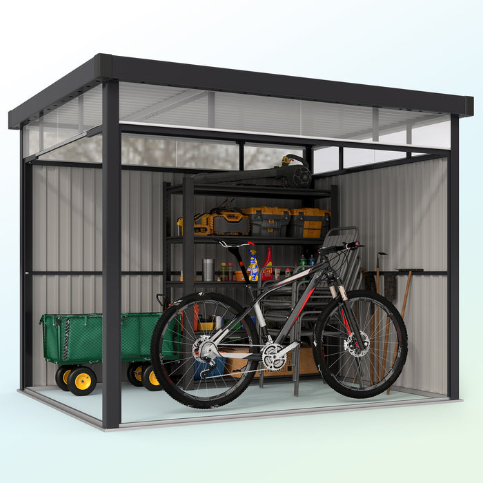 Capanno da Giardino con Lucernario in Acrilico 200x258x201 cm in Acciaio Grigio Scuro