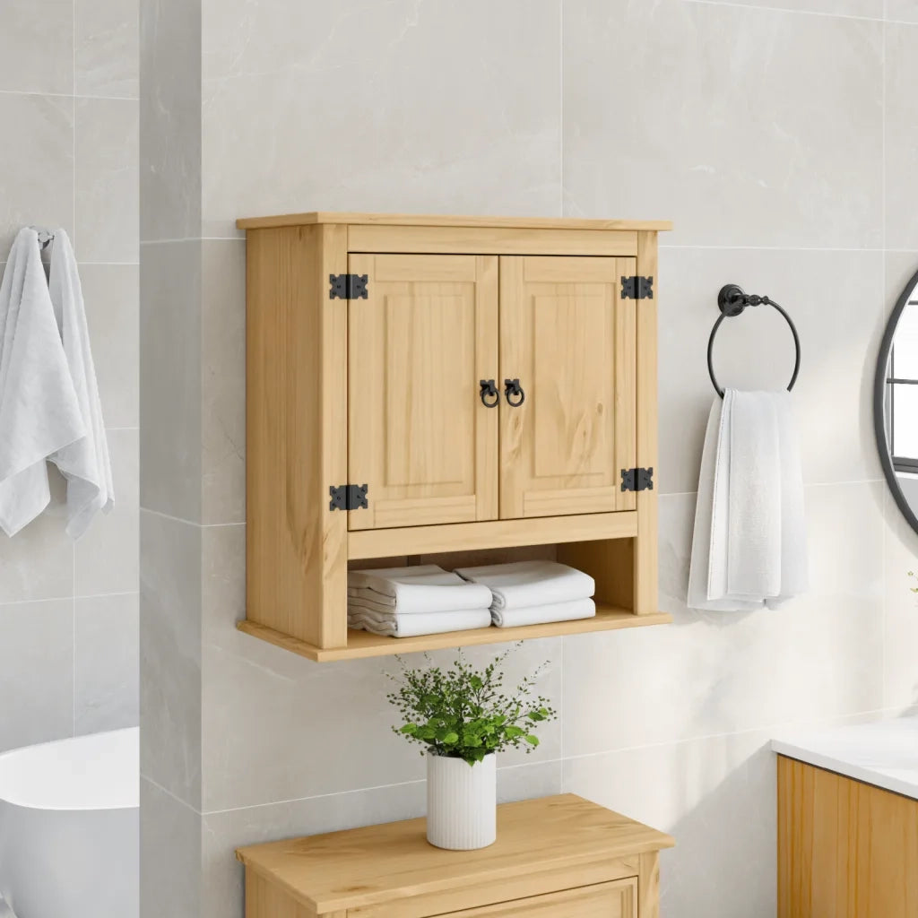 Mobile Bagno a Parete Corona 70x33x71,5cm Legno Massello Pino