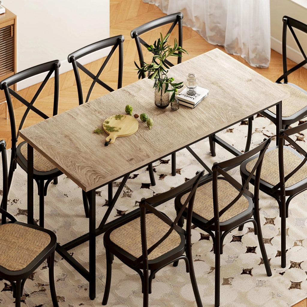 Tavolo da pranzo allungabile moderno rettangolare ¨C zephmum ¨C legno effetto naturale 180x80x75.5 cm