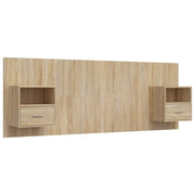 Testiera | Testata Letto con Comodini in Legno Multistrato Rovere Sonoma