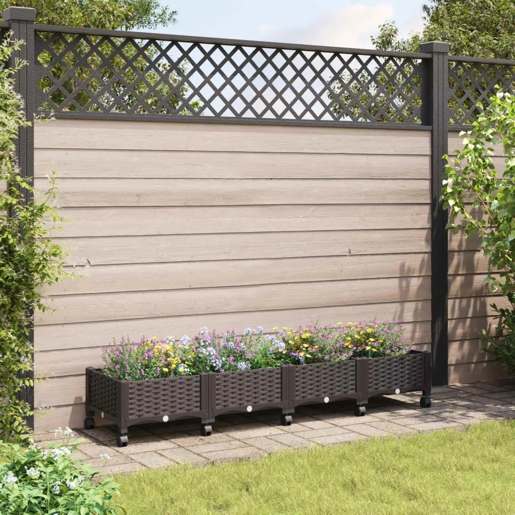 Vaso da Giardino con Ruote Marrone 160 x 40 x 29 cm PP 3423128
