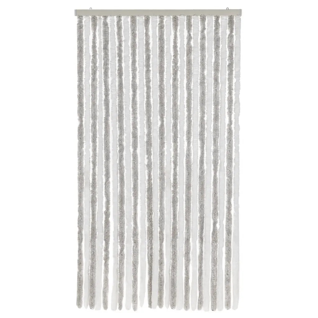 Tenda Antimosche Grigia Chiaro e Bianca 100x230 cm in Ciniglia CFW4834294