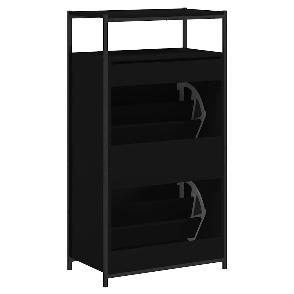 Scarpiera-Scaffale per scarpe Nera 60x34x112 cm in Legno Multistrato