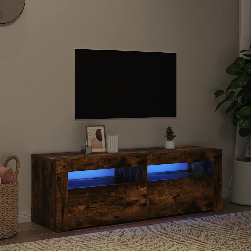Mobile Porta TV con Luci LED Rovere Fumo 120x35x40 cm 815684