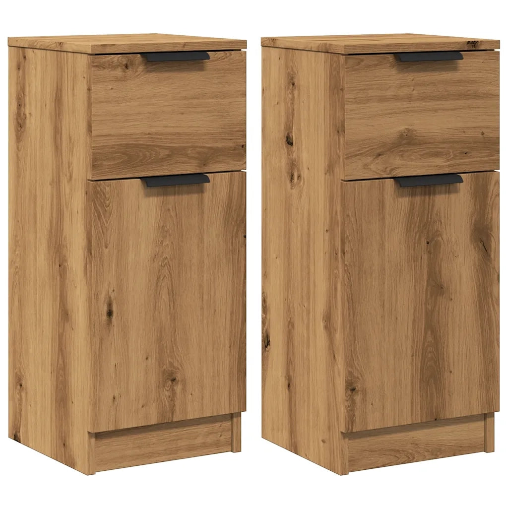 Credenze 2 pz Rovere Artigianale 30x30x70 cm Legno Multistrato 856954